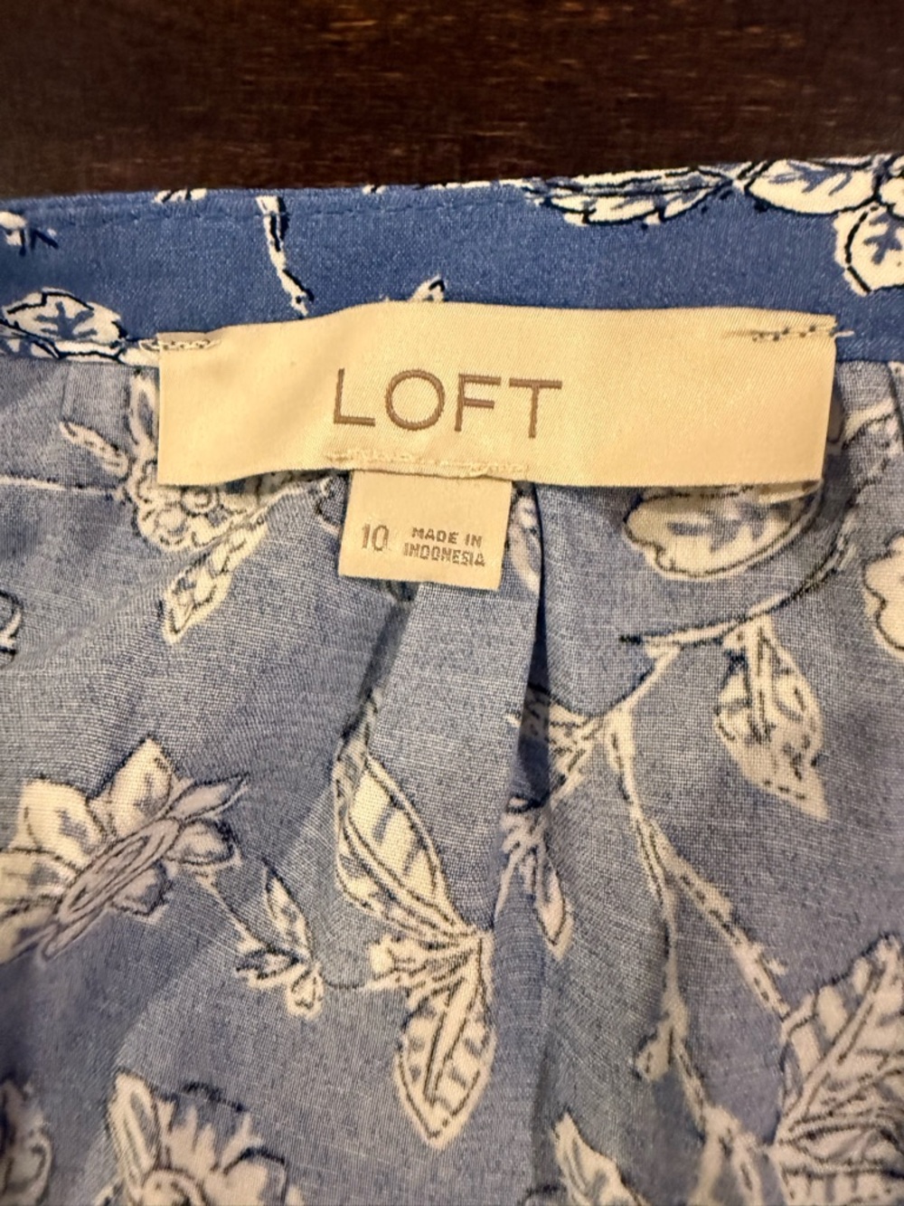 LOFT Blue Floral Shirt Maxi Dress Size 10 Button Front Long Sleeve - Picture 4 of 14